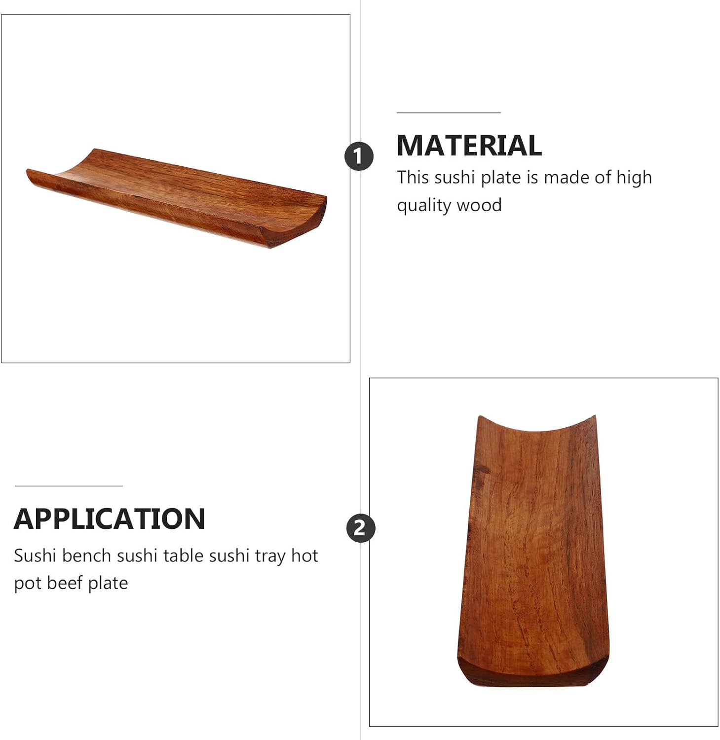 Wooden Sushi Serving Tray for Nigiri Tabletop Japanese Plate