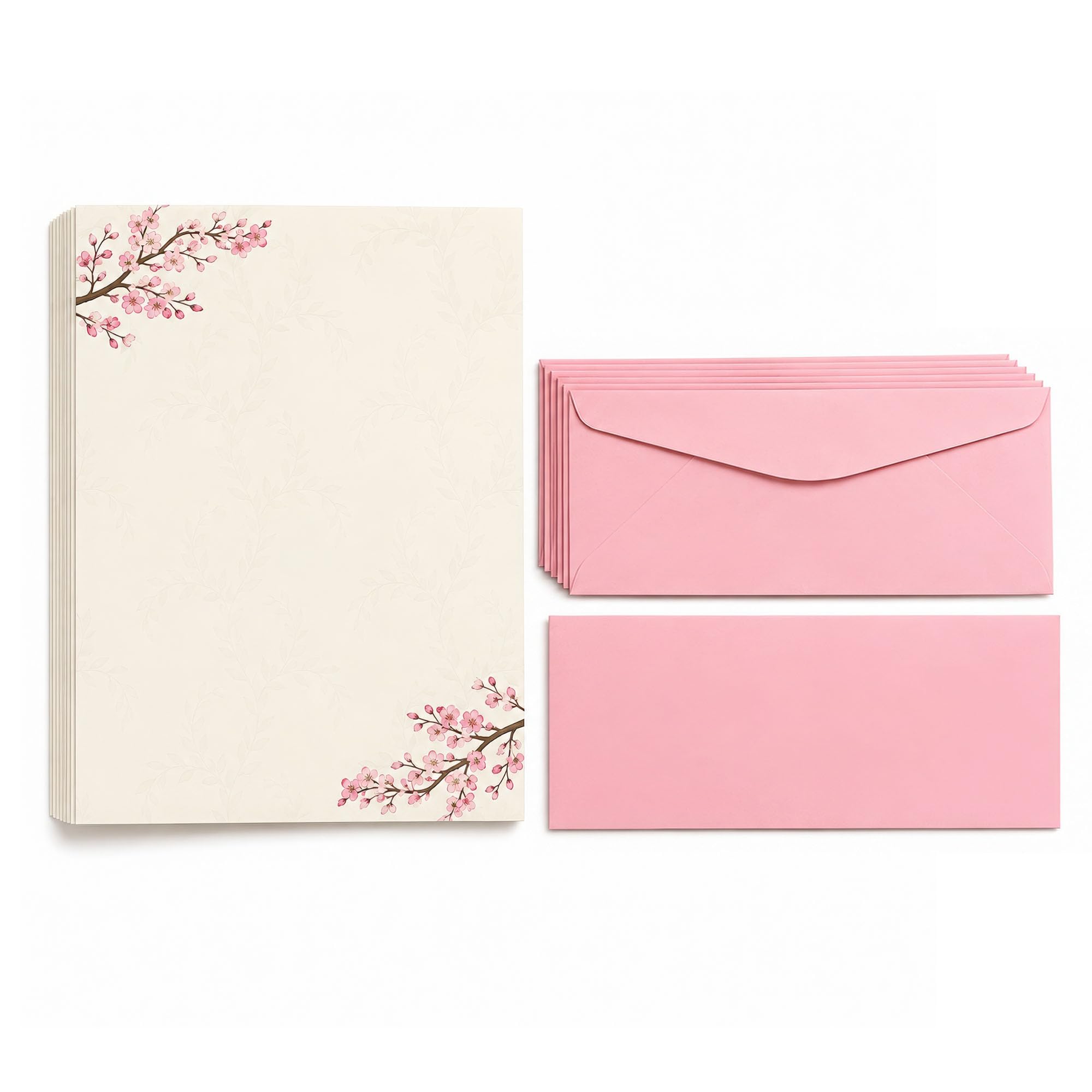 Kirschblüten Briefpapier mit Umschlägen, 40 Sets
