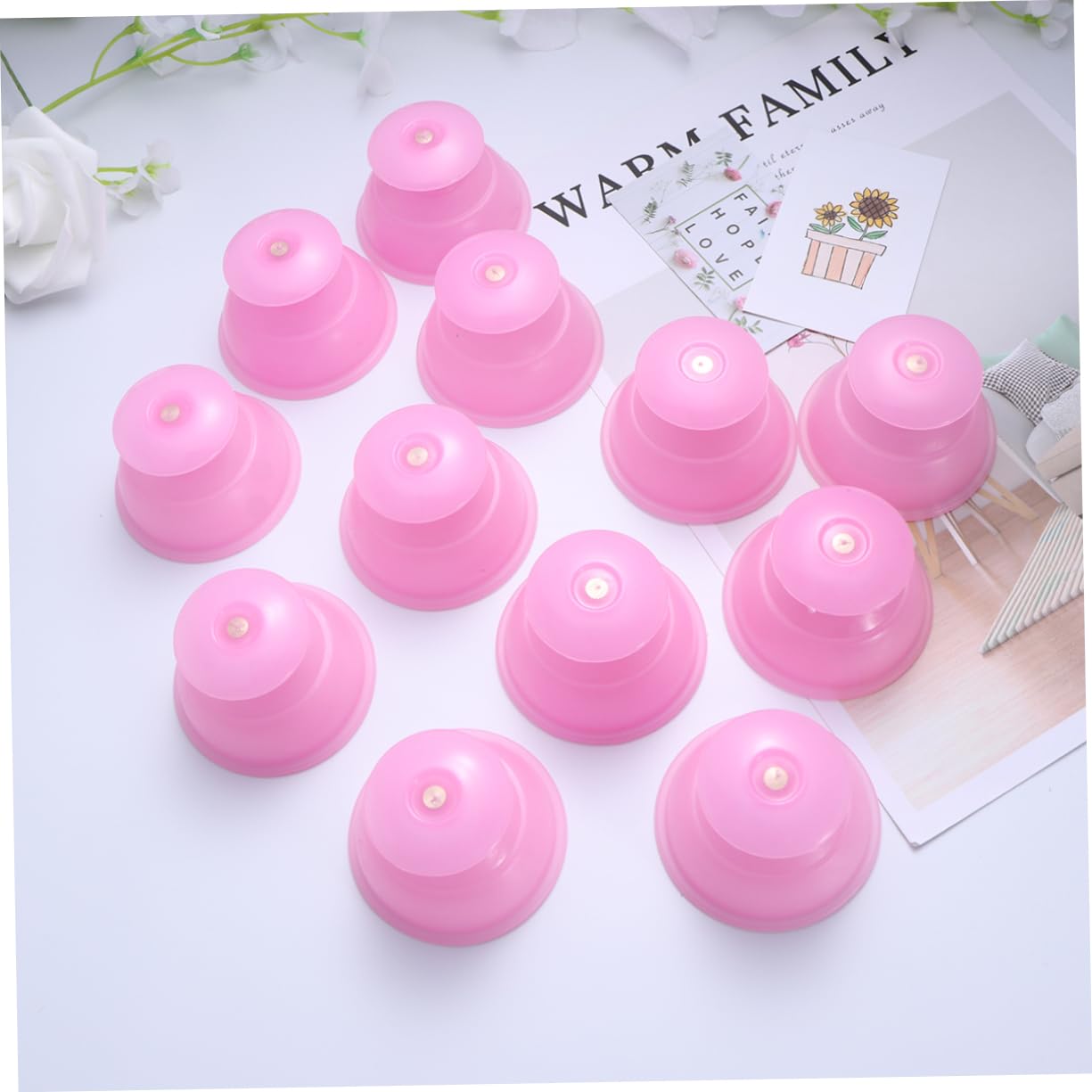 Rose Ventouses de Massage Set de Set de Pièces, Lot de 12 en Silicone