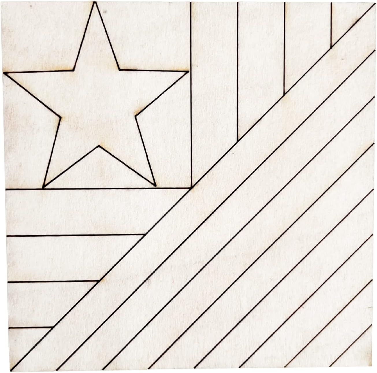 Barn Quilt Stencil | Unfinished Wood Quilt Block Painting Sign | DIY Painting Craft Kit for Adults | Farmhouse Wall Art and Quilting Decor (18 inches, Flag with Star)