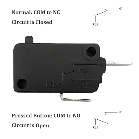Microwave Oven Door Switch Replacement Part, 16A 125VAC, KW3AT-16, Normally Closed - 1Pc