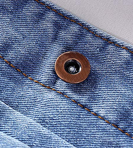 Lifehe Men Denim Jacket With Patches Light Blue 3Xl (M, Light Blue) #TOP4