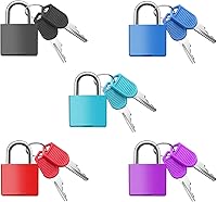 Vista 1 de 5Pack Suitcase Locks with Keys, 23mm Small Luggage Padlocks Multicolor, Solid Brass Mini Padlocks for Suitcase, Luggage, Travel Bag, Backpack