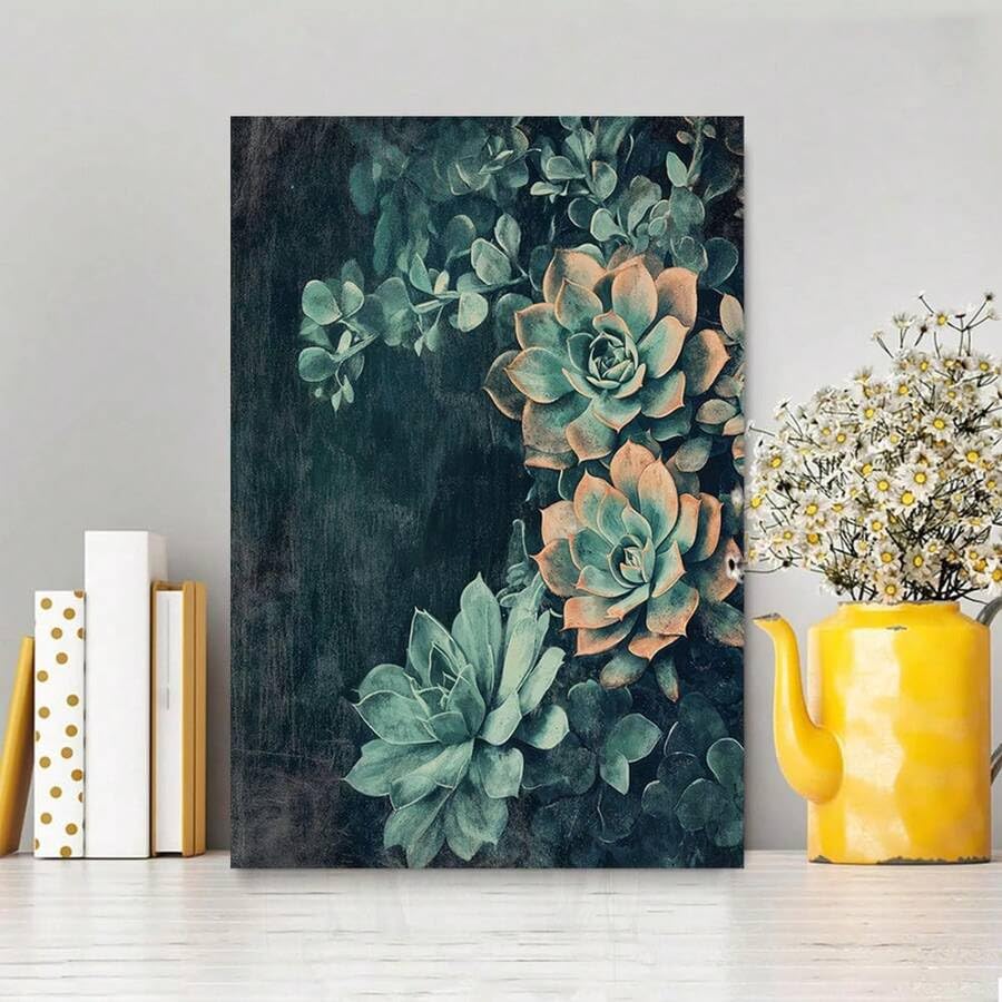 Lienzo de suculentas 30x40cm lámina artística botánica para pared