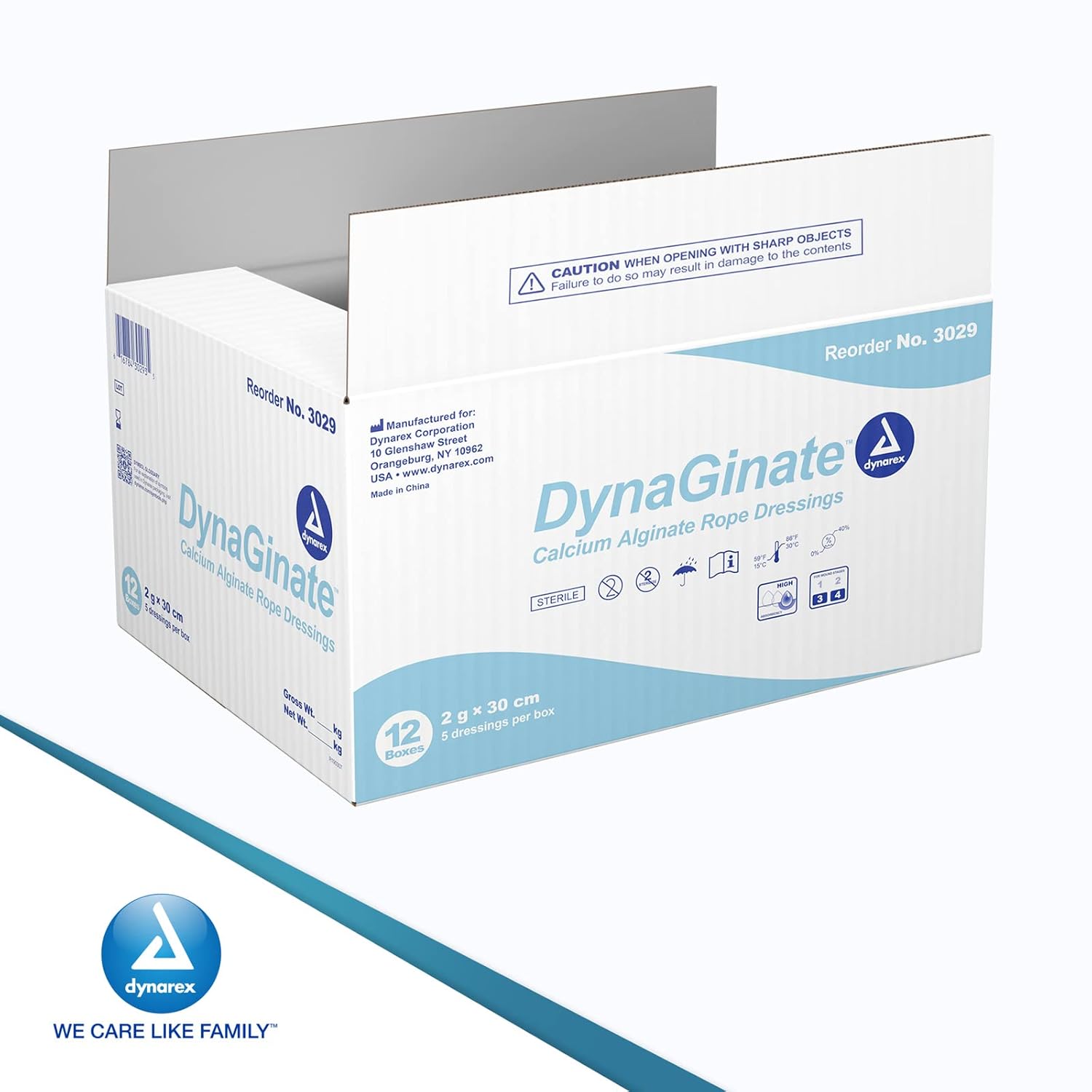 Dynarex Dynaginate Sterile Calcium Alginate Wound Dressing - 2gx30cm - 3029, 2g X 30cm, 60 Count