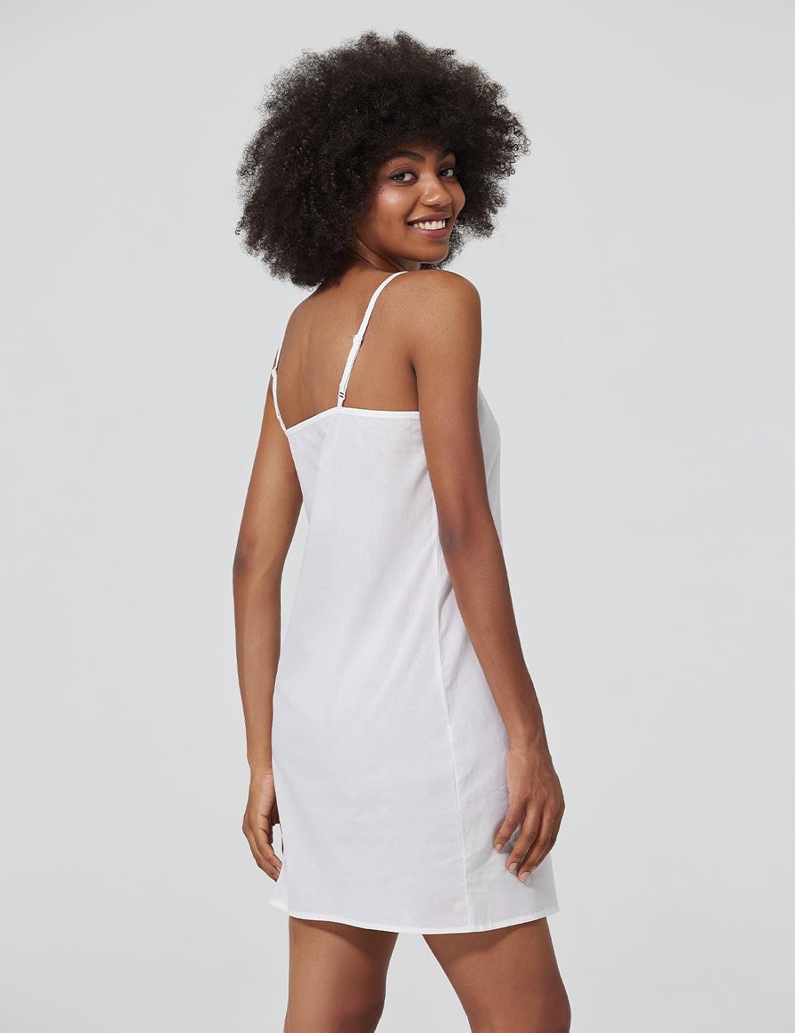 Women's Full Slip for Under Dresses 100% Cotton Adjustable Spaghetti Strap Cami Shapewear Dresses V Neck - Image 2