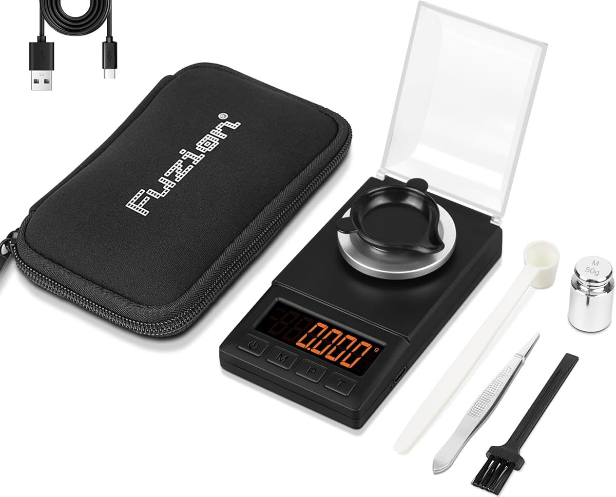 Fuzion Milligram Scale 50g x 0.001g, Mg Scale with 9-in-1 Design - Micro Scale, Powder Scale for Reloading with Portable Case, Microgram Scale USB/Battery Powered