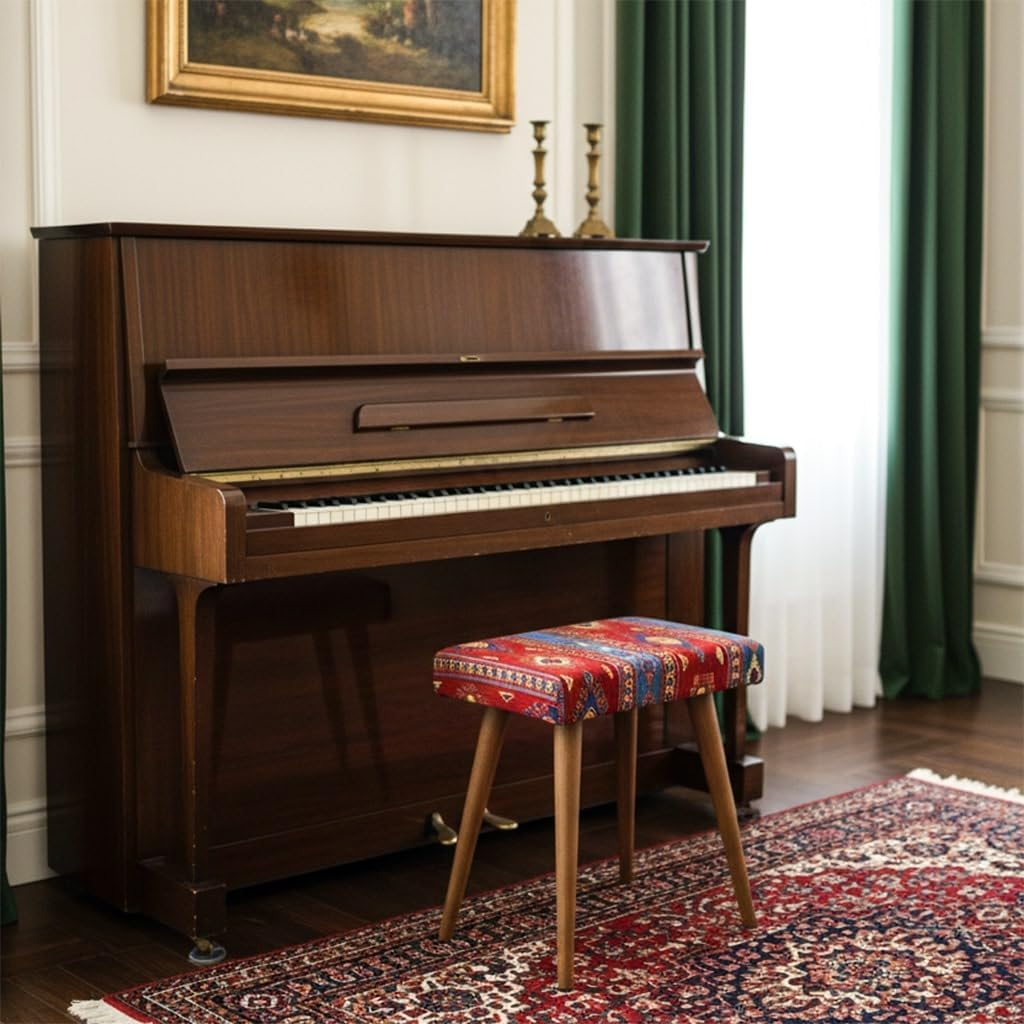 Ultimate Premium Products Vanity Stool with Ottoman Foot Rest – Small Foot Stool for Bedroom, Entryway & Piano Bench – Stylish and Functional Ottoman for Home Decor