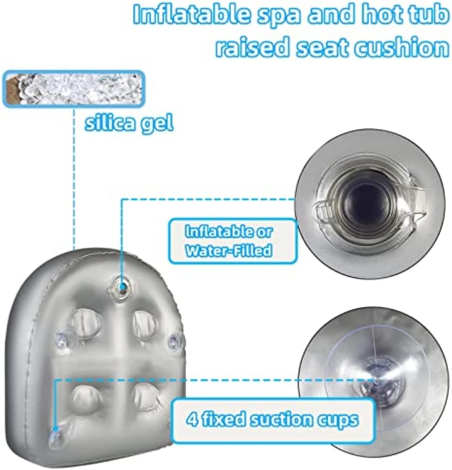 AGSIXZLAN 4pcs Spa Pads,Inflatable Spa and Hot Tub Booster Seat Pad,Massage Soft Back Perfect Support Bath Spa Pad with Suction Cup Cushion Pools Water Filled 2023 : Patio, Lawn & Garden