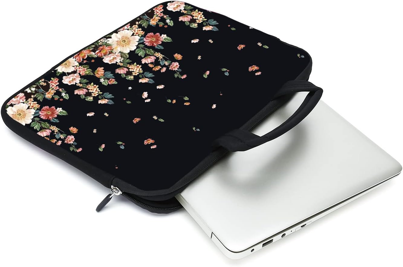 15.6" Laptop Sleeve 14" 15" 15.4" Chromebook Case Ultrabook Case Notebook Sleeves PC Messenger Bag (Flowers) - Image 4