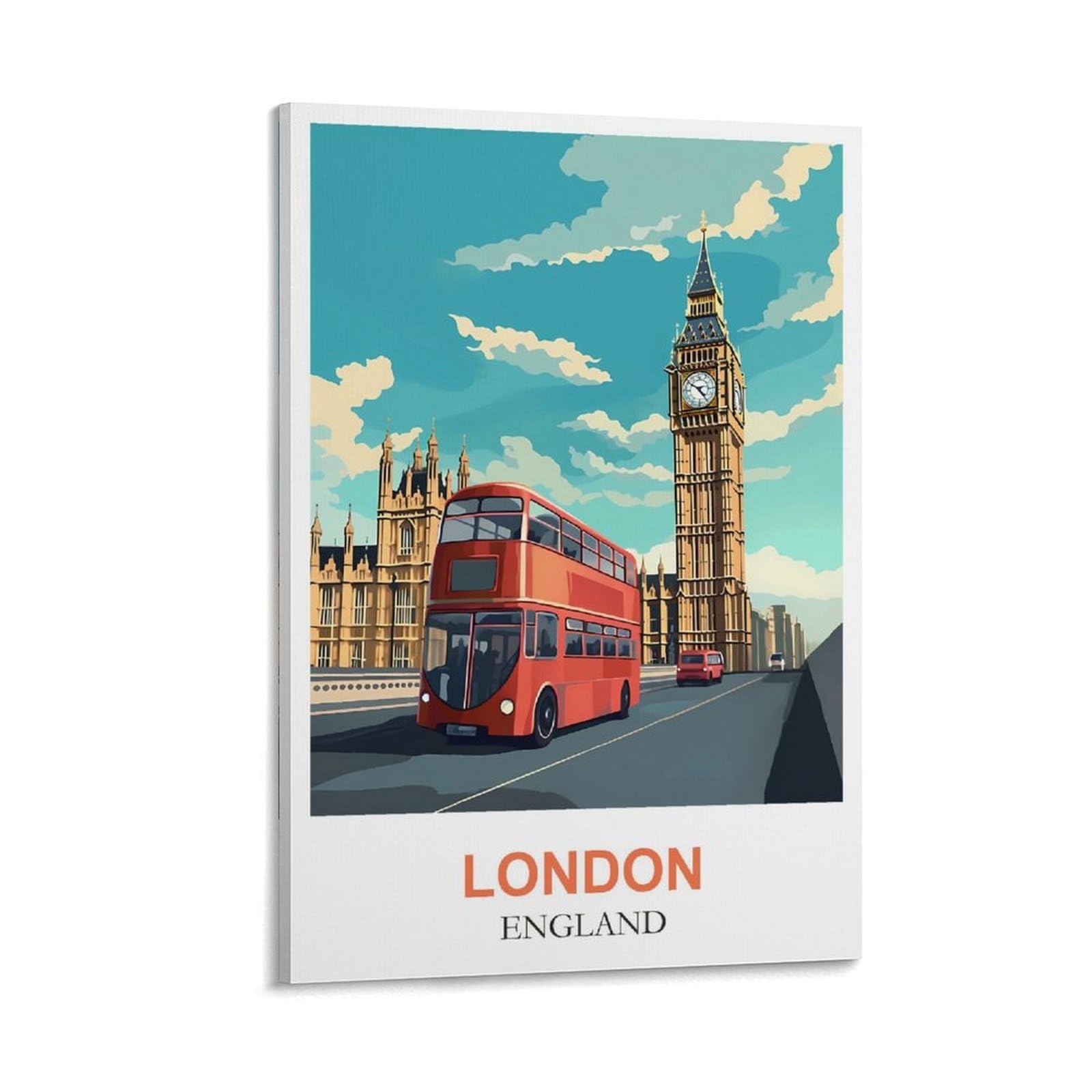 Clfmhnas Frame-Style London England Vintage Travel Posters 12X18inch(30X45cm) Canvas Wall Art Prints