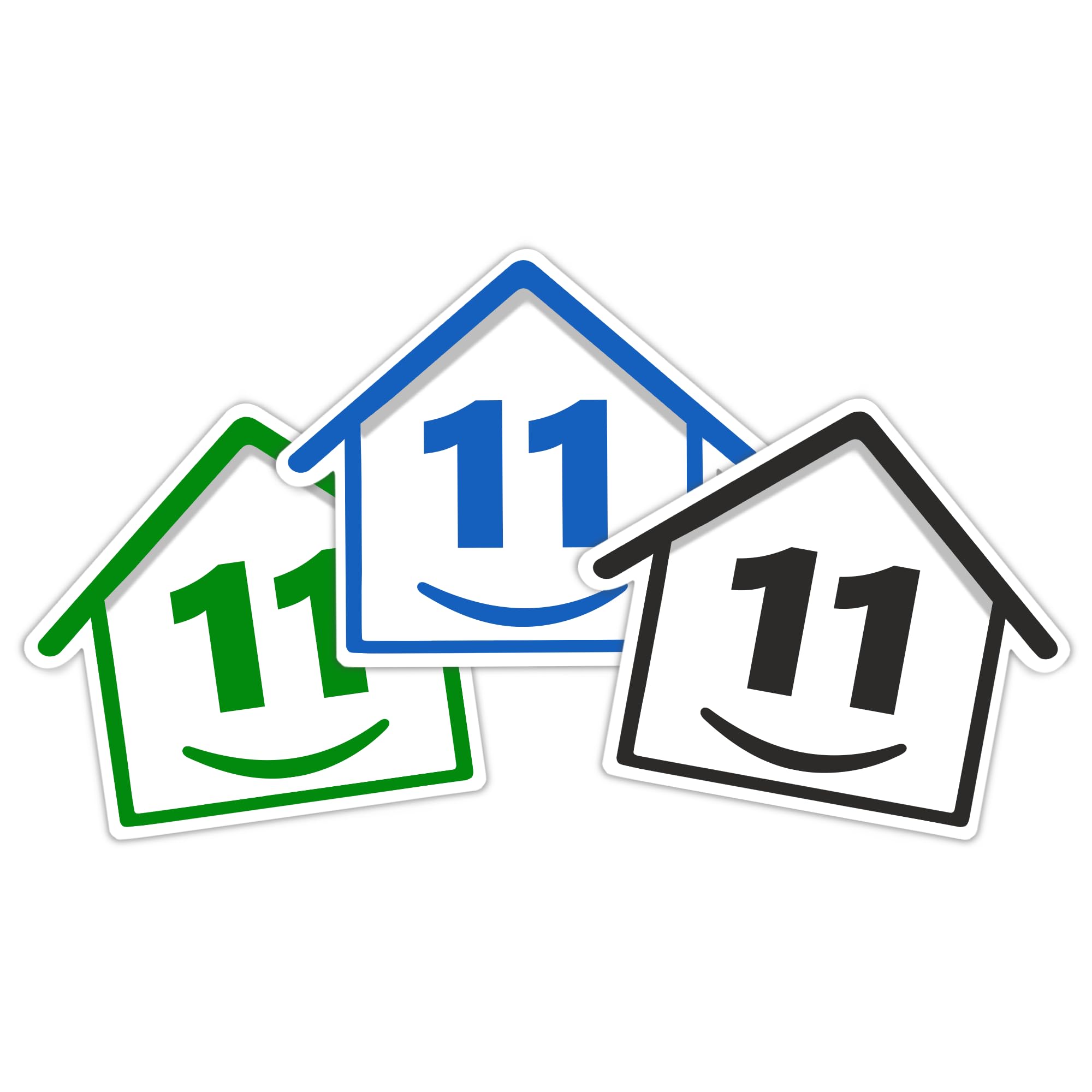 3 x Bin Numbers for Wheelie Bins, 1-99, 15cm ‘Happy House’ Colour Design Dustbin Stickers, Easy Application Stick On Number Stickers - Weatherproof Self Adhesive Vinyl – Blue, Black and Green (14) — view 30
