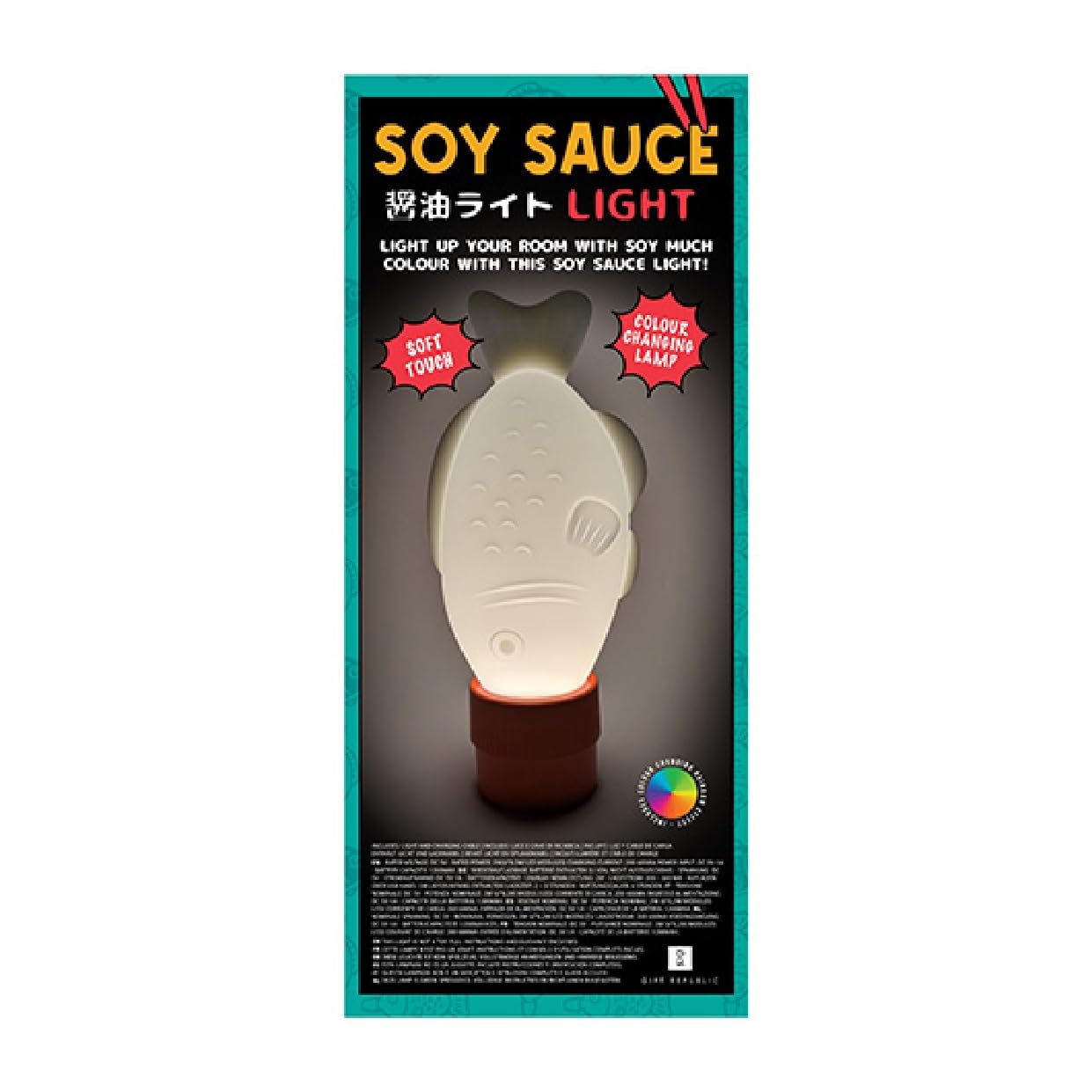 Soy Sauce Light – Squeezable Colour-Changing USB Lamp, Soft-Touch Fish-Shaped Novelty Desk & Bedroom Light, Fun Gift For All Ages