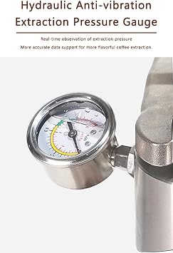 Manual Espresso Coffee Maker, 16 Bar Hand Press Espresso Machine with Pressure Gauge & 58mm Portafilter, Portable Lever Espresso Machine for Home, Cafe and Outdoor Use