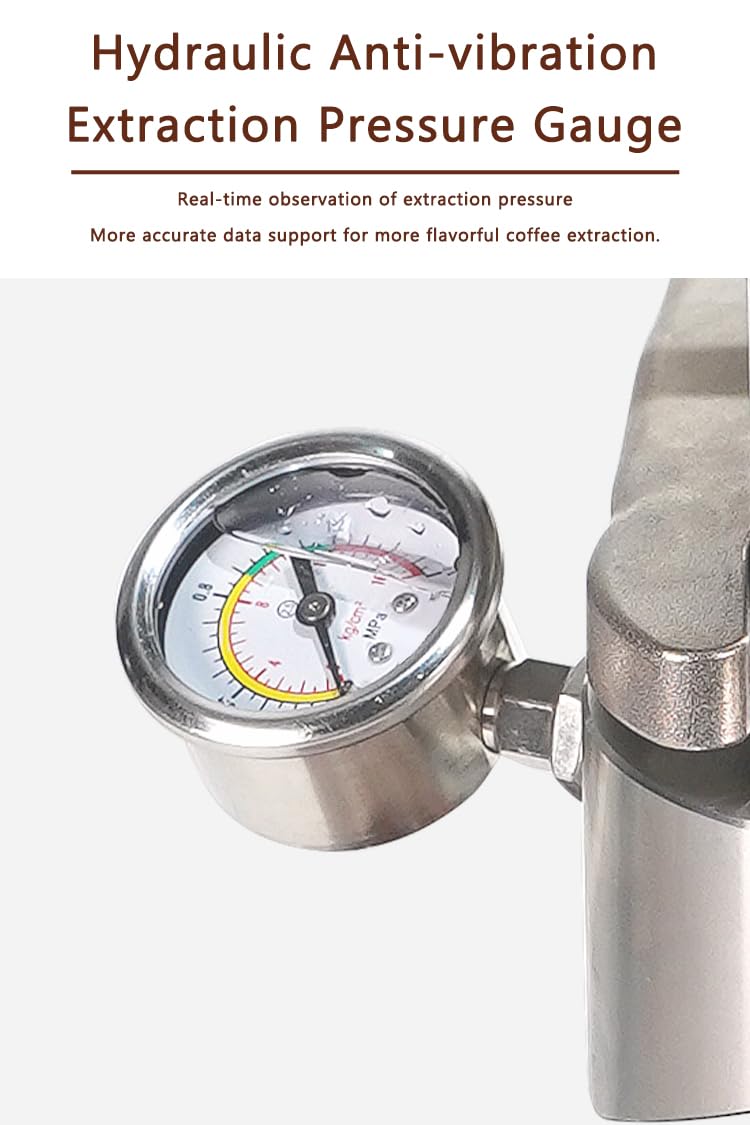 Macchina per caffè espresso manuale, macchina per espresso a pressione manuale da 16 bar, con manometro e portafiltro da 58 mm, macchina per espresso portatile a leva per casa, bar e uso esterno