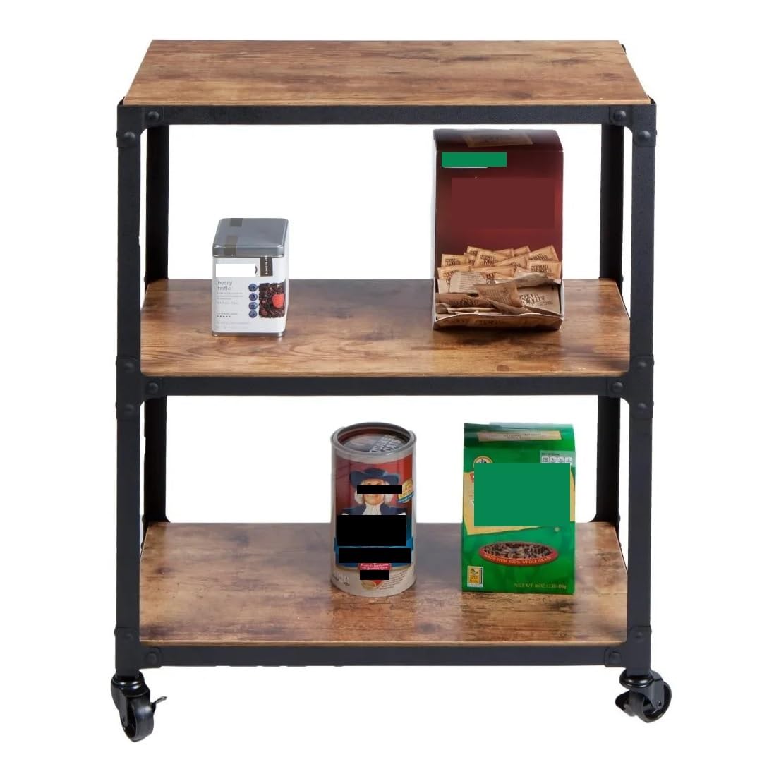 Cocina Isola cucina e carrelli, Carrello con rotelle, Supporto for microonde, caffè a 3 livelli, Marrone Estante de almacenamiento