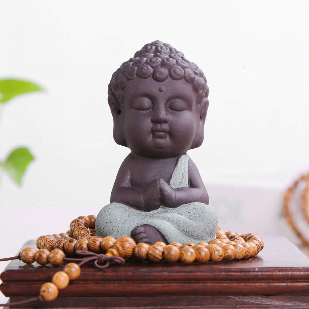 Statue de Bouddha céramique mignon mini moine Tathagata voiture