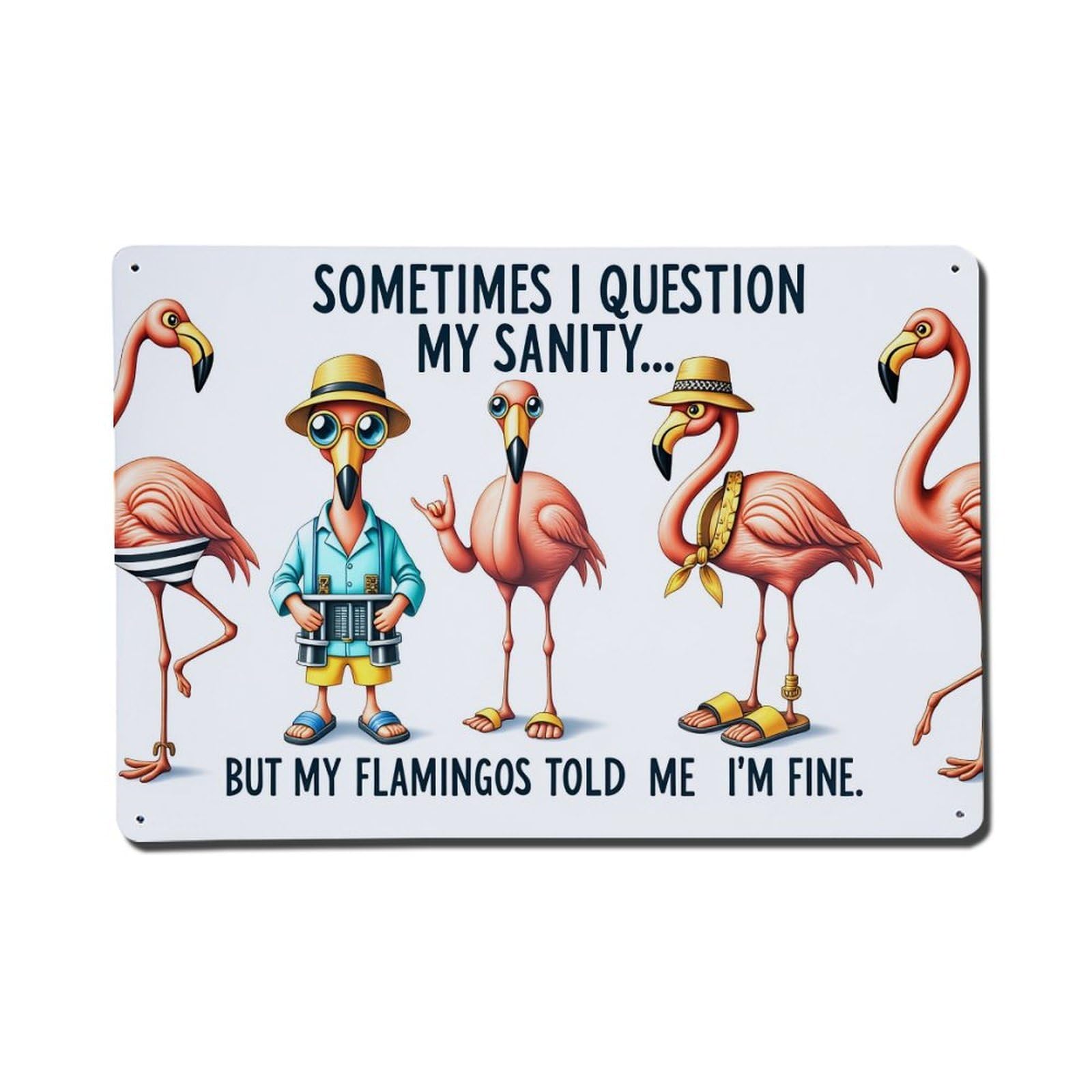 Enderetf Vintage Flamingo Humor Sanity Check Fun Tin Sign Metal Poster, Home Bar Garage Man Cave Cafe Indoor & Outdoor Wall Decoration 8X12inches