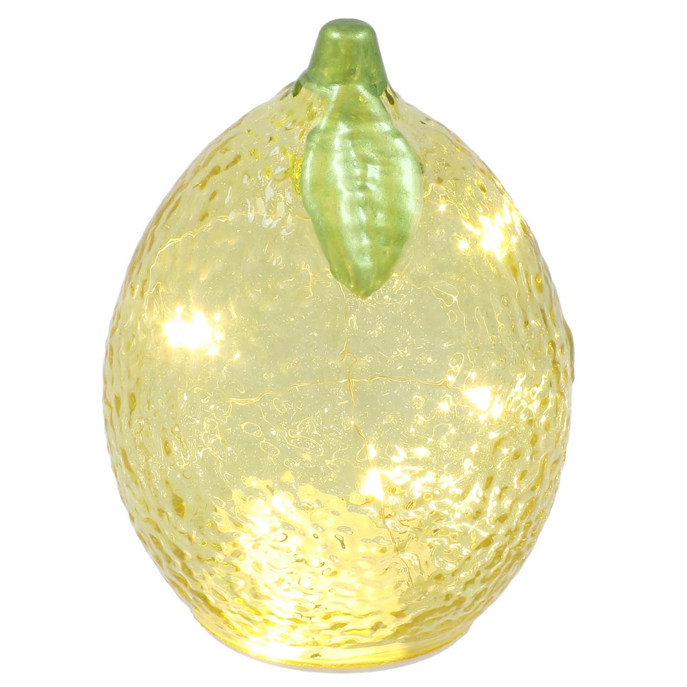 Shudehill Giftware Multicoloured Diamond Cut Led Glass Fruit Light Lemon Clear Decorative Lamp Battery Operated Home Décor Height 12.5 X Width 9.5 X Depth 9.5Cm