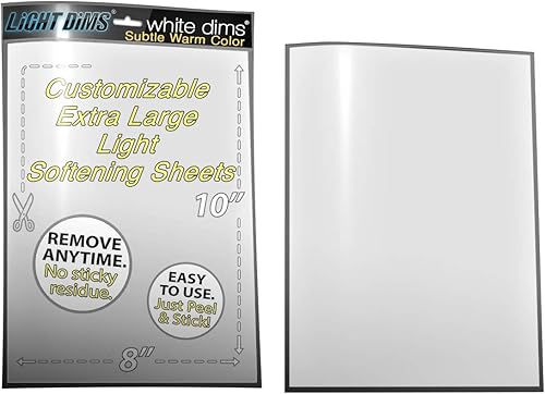 LightDims White Dims - Hojas de atenuación/ablandamiento para luces LED duras, tamaño extra grande (2 hojas), embalaje al por menor de color cálido