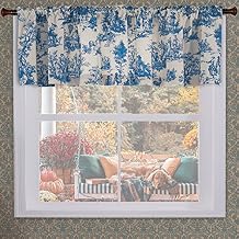 الستائر الزرقاء لغرفة المعيشة ستائر نافذة المطبخ فوق الحوض ، الأزهار الفرنسية البلد خمر Chinoiserie ديكور كريم بيج أبيض توال رود جيب ستارة زخرفية لغرفة النوم ، 18 طويلة   