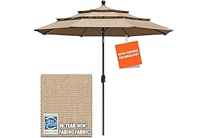 USA 10ft Non-Fading 9Ft Patio Umbrella with Sunbrella Canopy and 3 Tiers