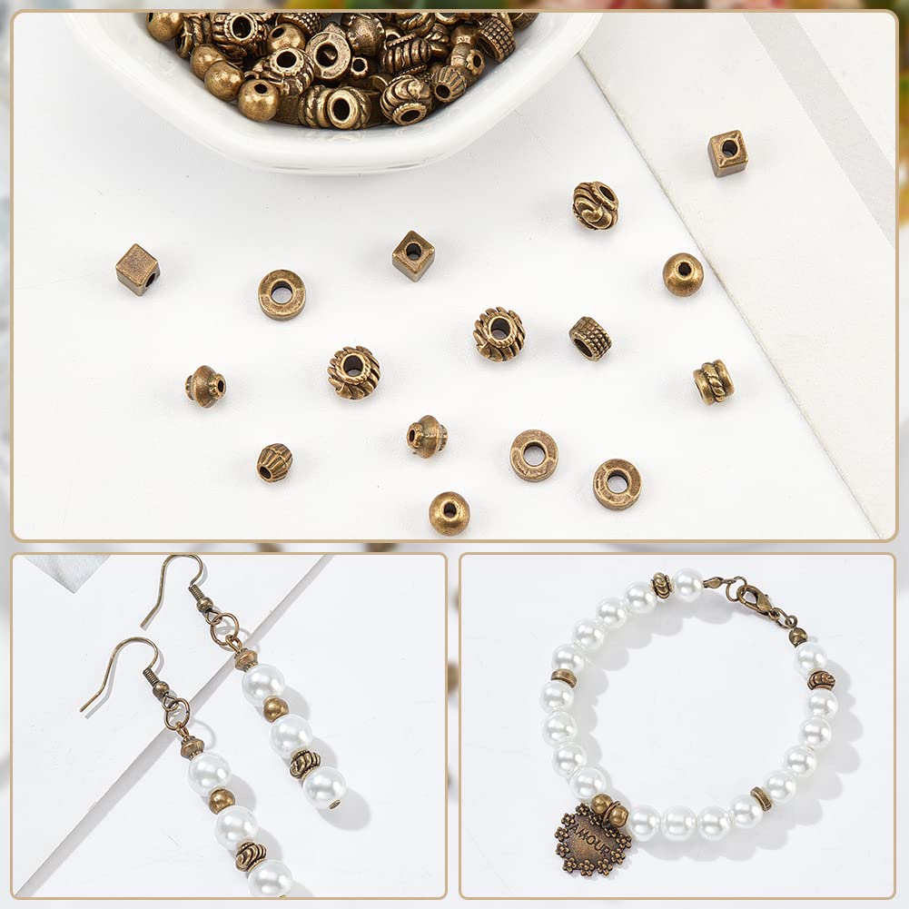 NBEADS Perline Ottone Antico 32 Pezzi – Distanziatori Rotondi E Filigrana Argento Per Creazione Gioielli