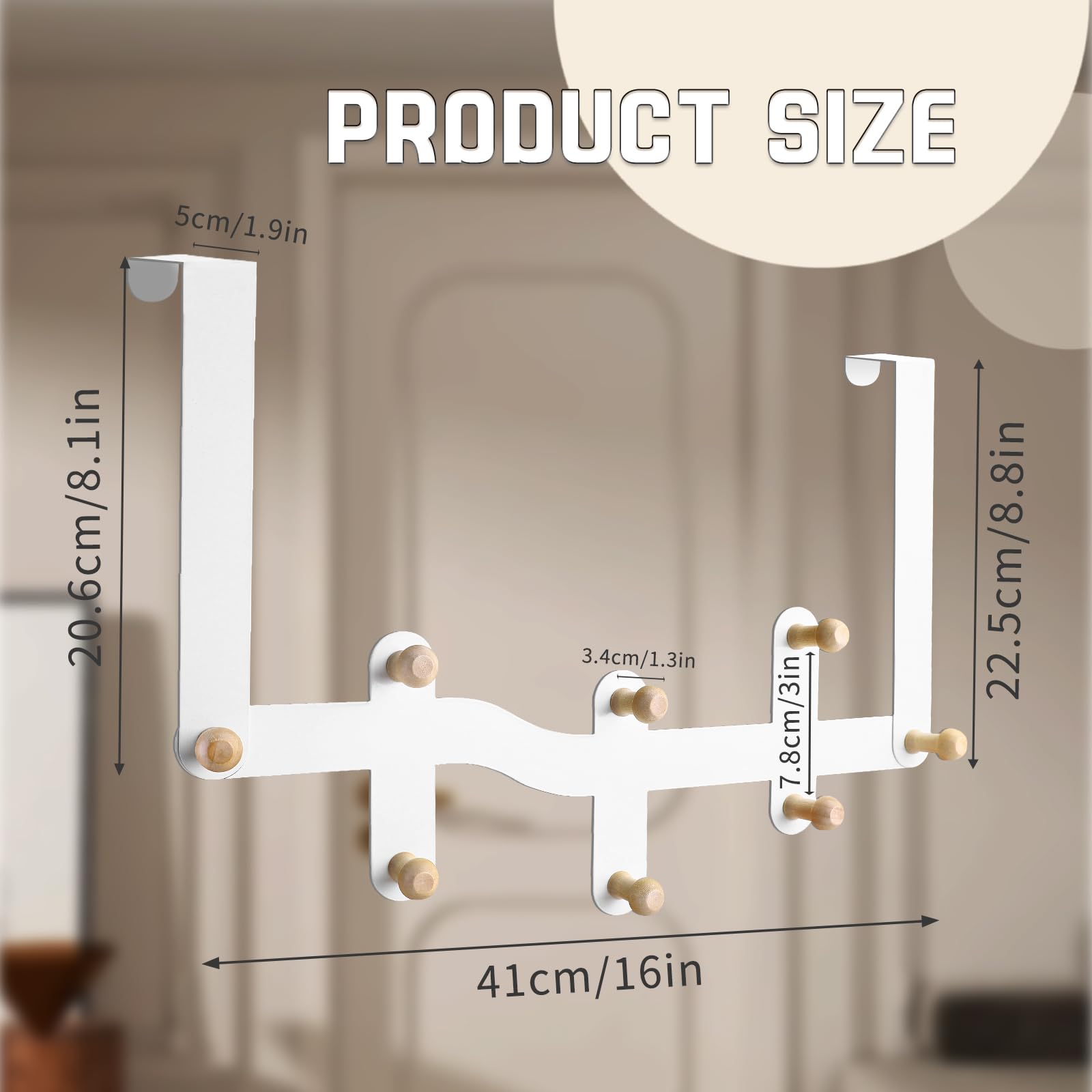 Quxddy 2 Pack Over The Door Hooks, Over The Door Coat Rack Door Towel Rack, Behind Door Hooks Door Rack Hanger for Coats, Towels, Hat, Bags, Back of Door Organizer (About 16‘’*8‘’)