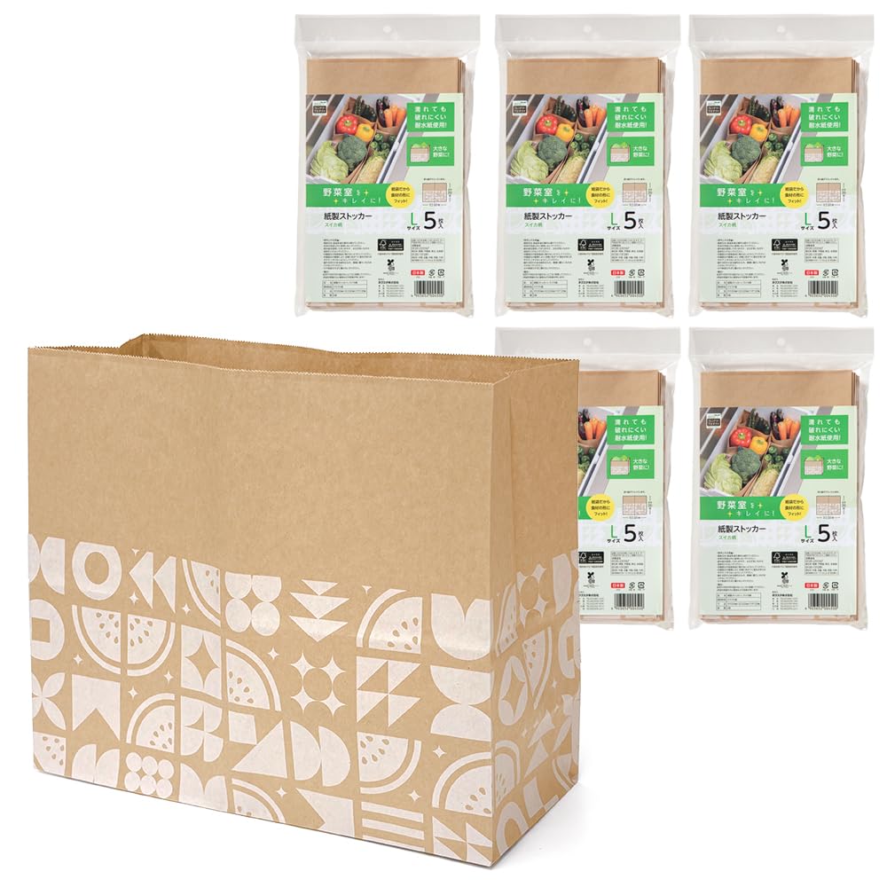 Amazon｜ネクスタ 紙製ストッカー L 5枚×5セット スイカ柄 約縦25×横32