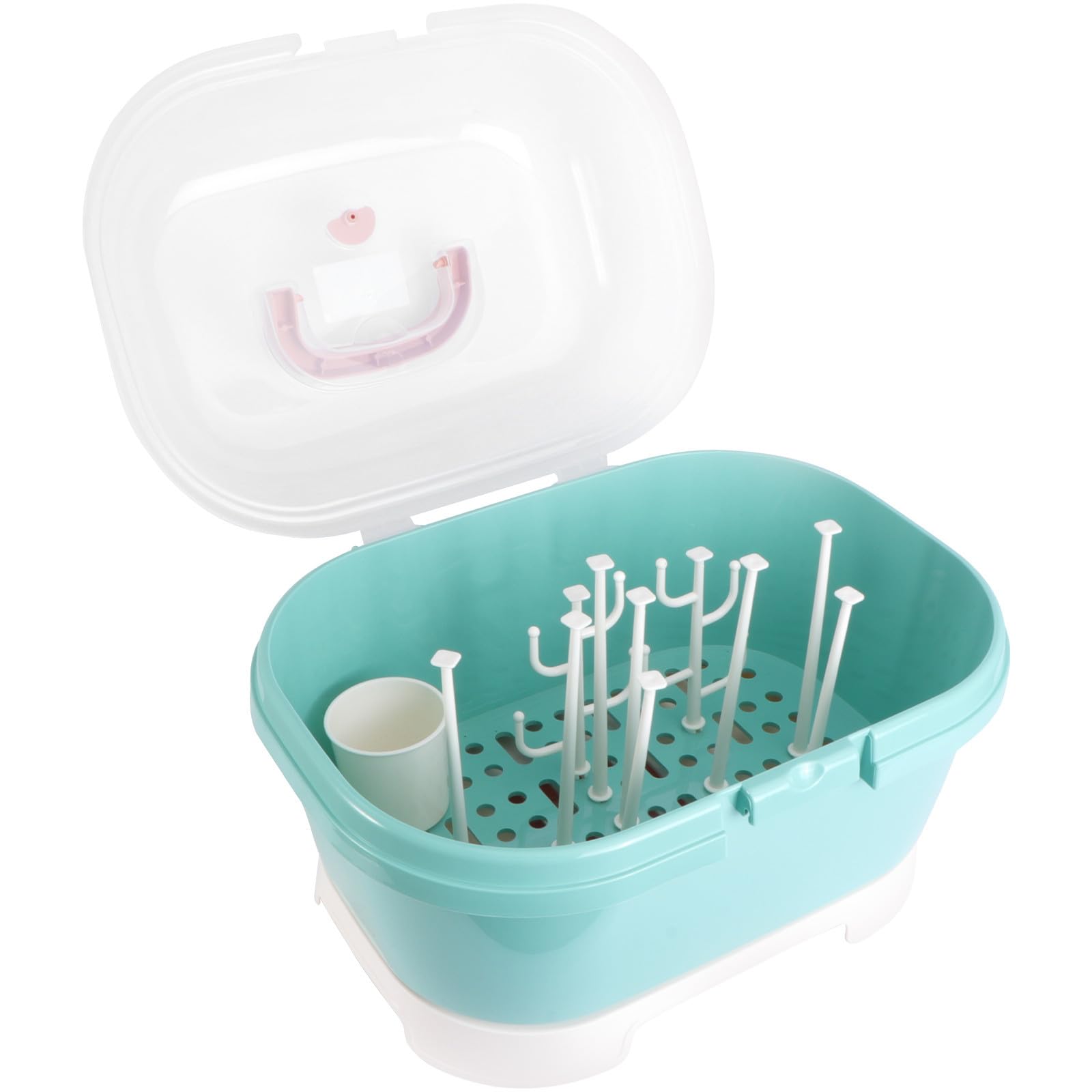 Caja de Secado de Biberones para Bebés, PP Verde Tapa y Asa