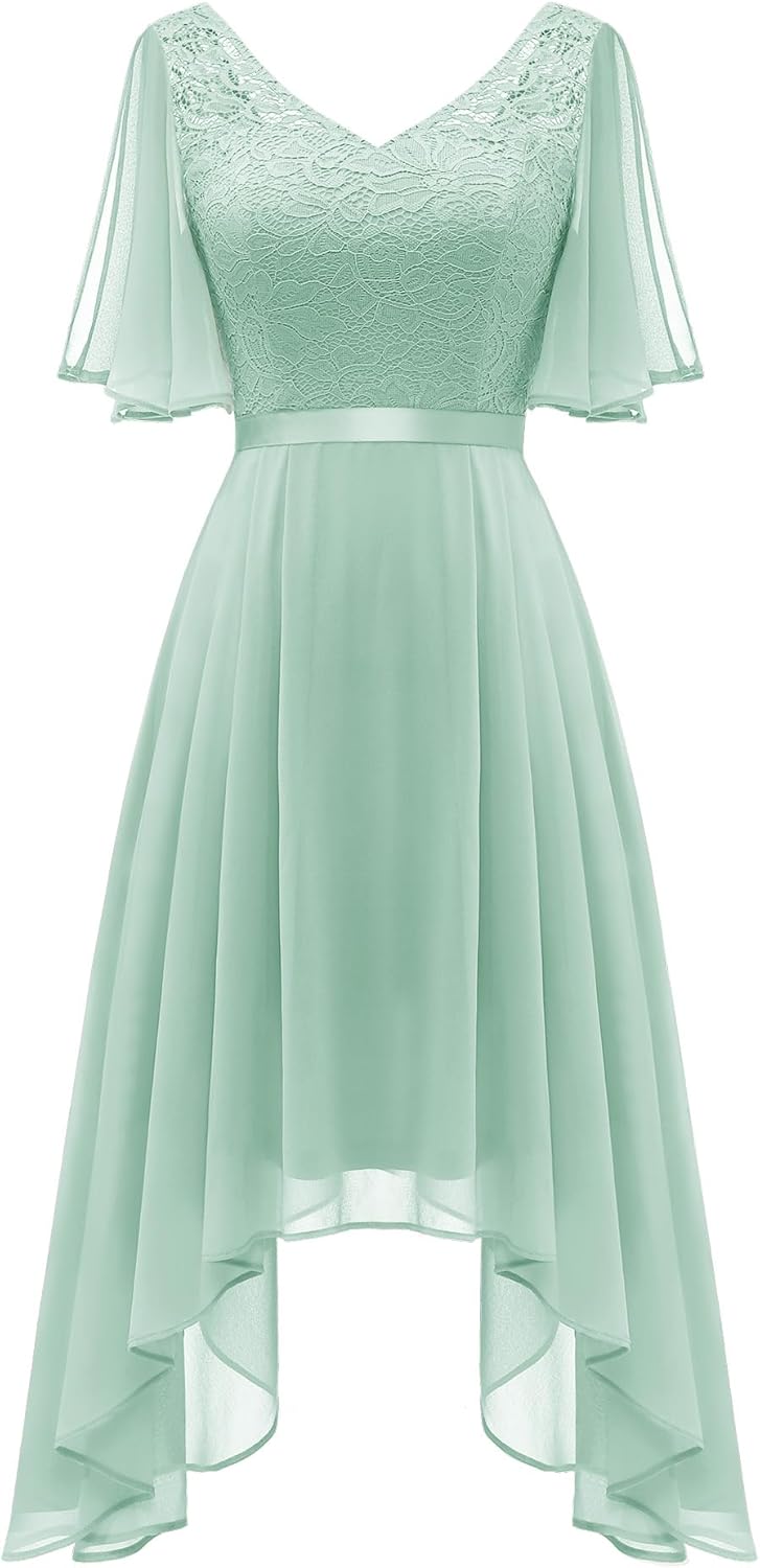 BeryLove Homecoming Cocktail Formal Party Dress Bridesmaid Wedding Guest A Line Lace Elegant Flowy Prom Dresses