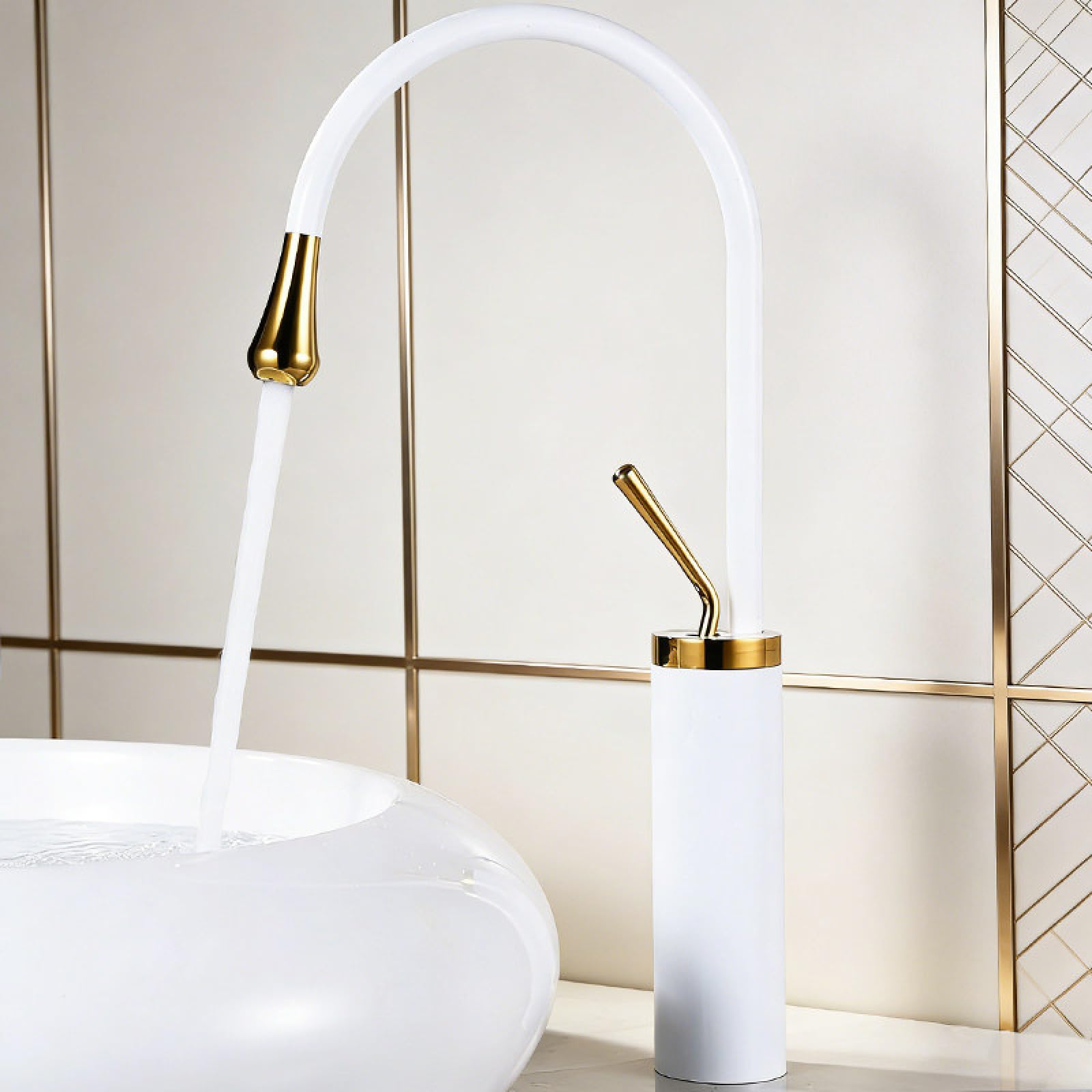 Miscelatore Bagno In Ottone Alto Oro Bianco