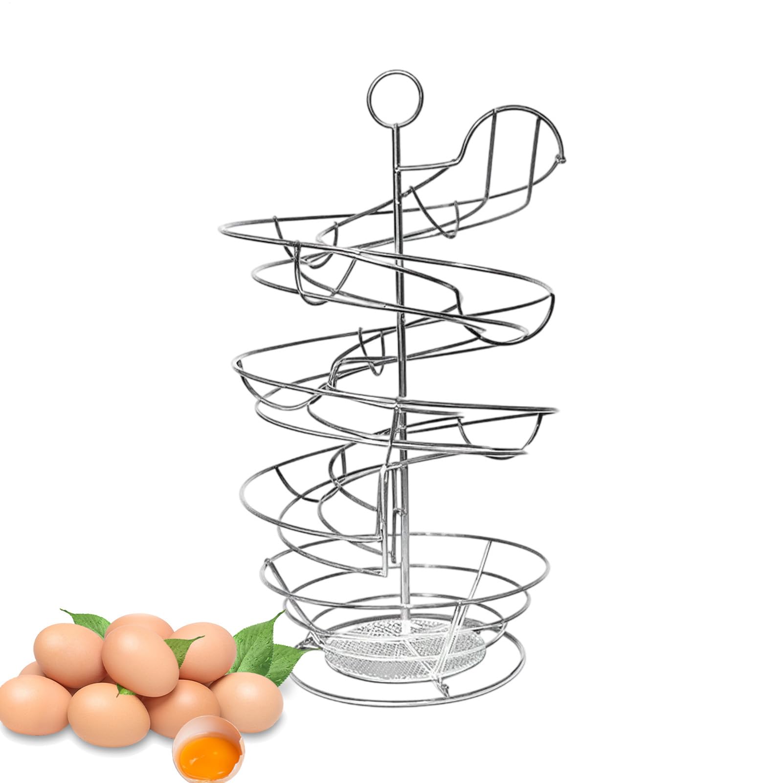 Portahuevos en espiral de alambre metálico para organizar la encimera de tu cocina