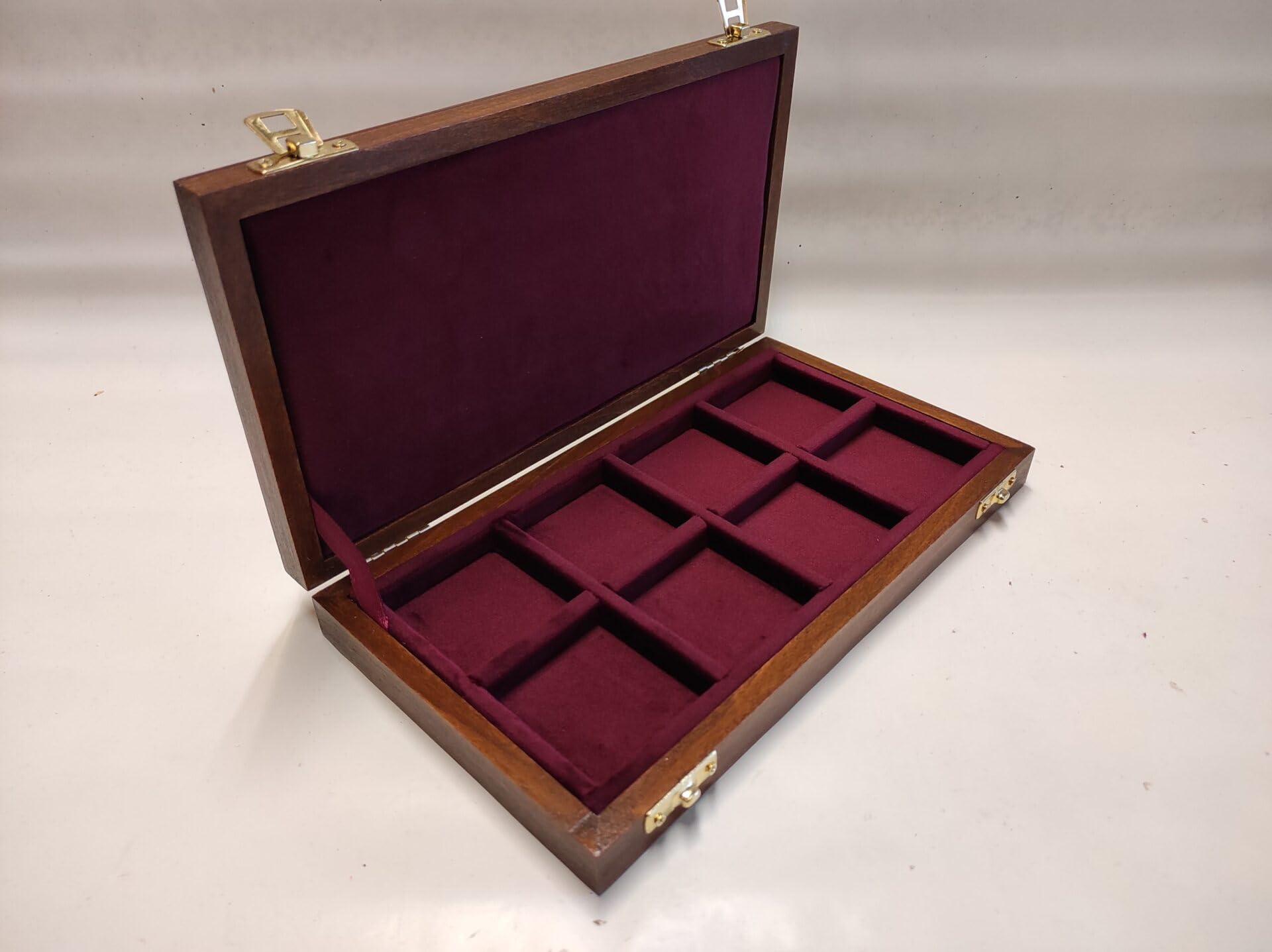 Cofanetto per monete da collezione Quadriga Briosa Vittorio Emanuele III, 8 scomparti, legno massello e velluto, custodia raccoglitore monete da collezione, made in Italy