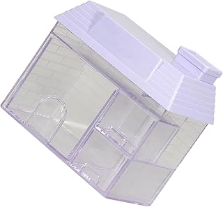 Zerodis Transparent House Shape Desk Organizer with Drawer Storage Box for Cosmetics Stationery Office Supplies Home Dormitory (Purple)