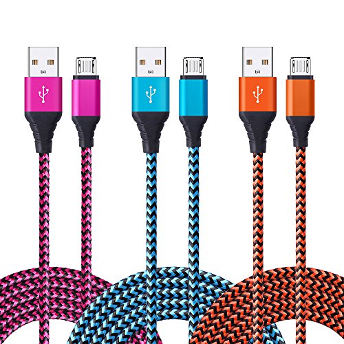 Android Charger Cable, FiveBox 3-Pack 6ft Micro USB Cable Braided Fast Charging Cord Phone Charger
