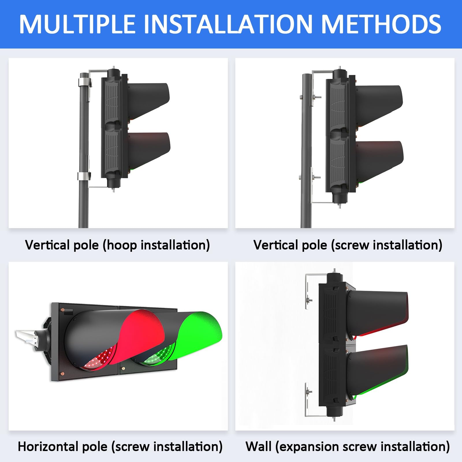 Semáforo LED de 200mm, Luz de Freno Bicolor Rojo/Verde con Control Remoto, Lámpara de Señalización Industrial, 100-240V, Plug and Play, para Carreteras, Peajes, Luces Indicadoras, Resistente al Agua