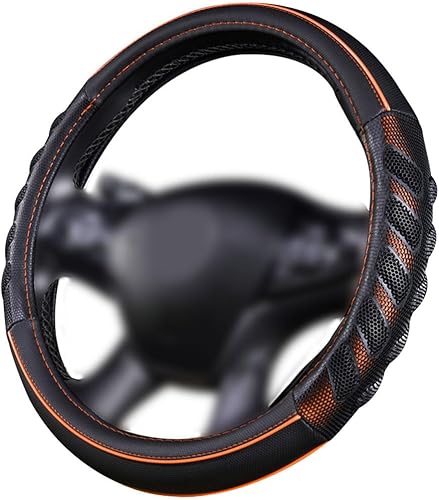 Flying Banner - Funda de cuero sintético para volante de automóvil, orificios 3D en forma de panal, sensación tipo masaje, antideslizante,