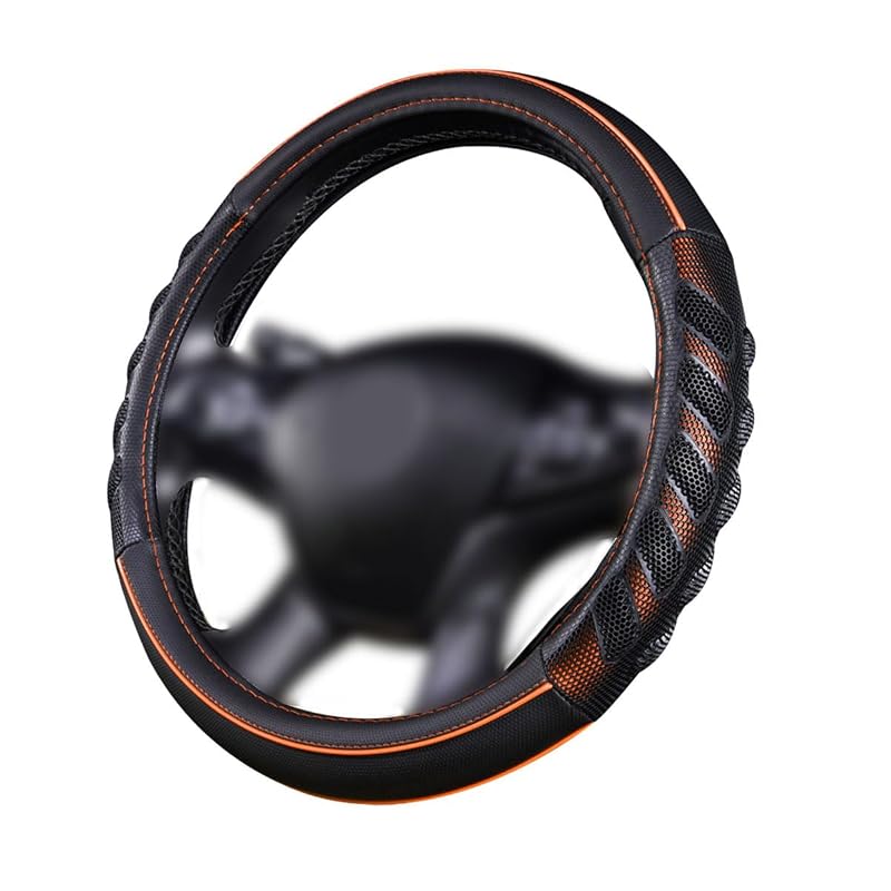 Capa para Volante Flying Banner em Couro Sintético com Design 3D e Pegada Antideslizante Laranja e Preto – 37 a 38 cm (FB-043)