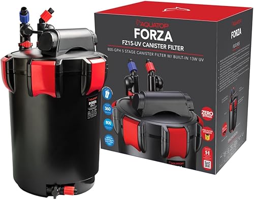 Miniatura 10 de Aquatop Forza 3 Filtro de recipiente – 7 W UV, flujo de 185 GPH – para tanques de 29 – 55 galones – Ideal para agua dulce y salada – Incluye medios