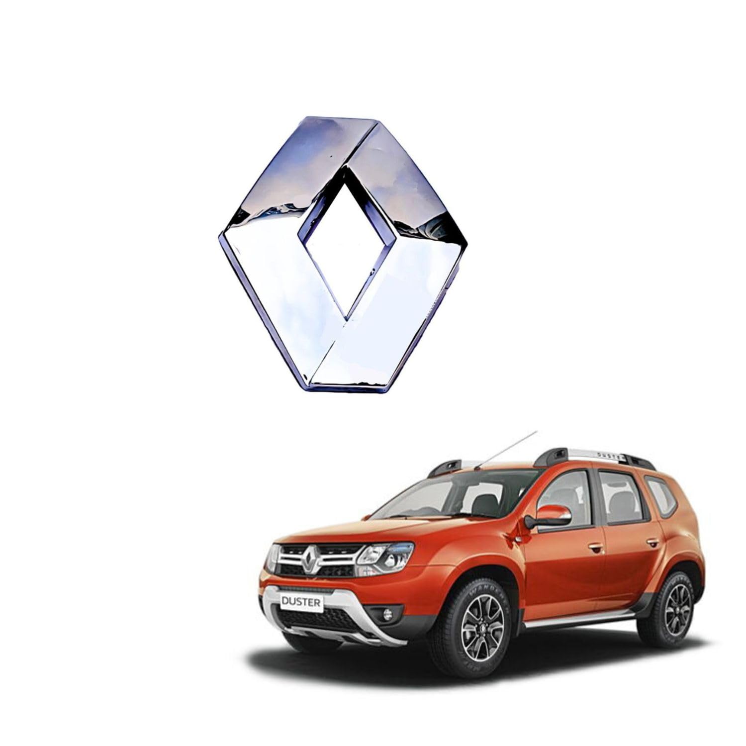 SKM Car Emblem Chrome Finish Oval Shape Monogram Logo Sticker Compatible with Duster Type 2 2016-2019 Stainless Steel Accessories Chrome Logo Badge (Front Logo)-picture-17