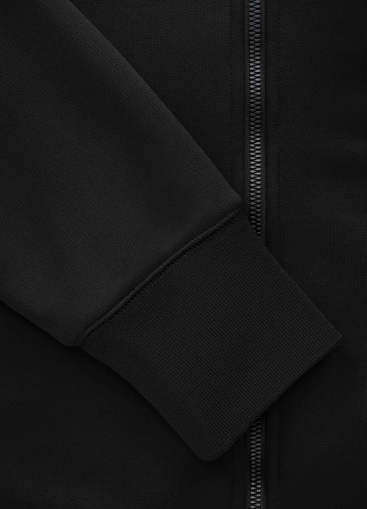 PITBULL - Sudadera Hombre con Cremallera Oldschool Small Logo, Chaqueta Sudadera Hombre Clásica con Cuello Alto, Mangas de Canalé, Ajuste Slim, Look Deportivo