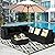 Tangkula 7 Piece Patio Furniture, Outdoor Sectional Sofa w/Pillows and Cushions, Wicker Conversation Set with Coffee Table and Tea Table for Garden, Lawn (Black)