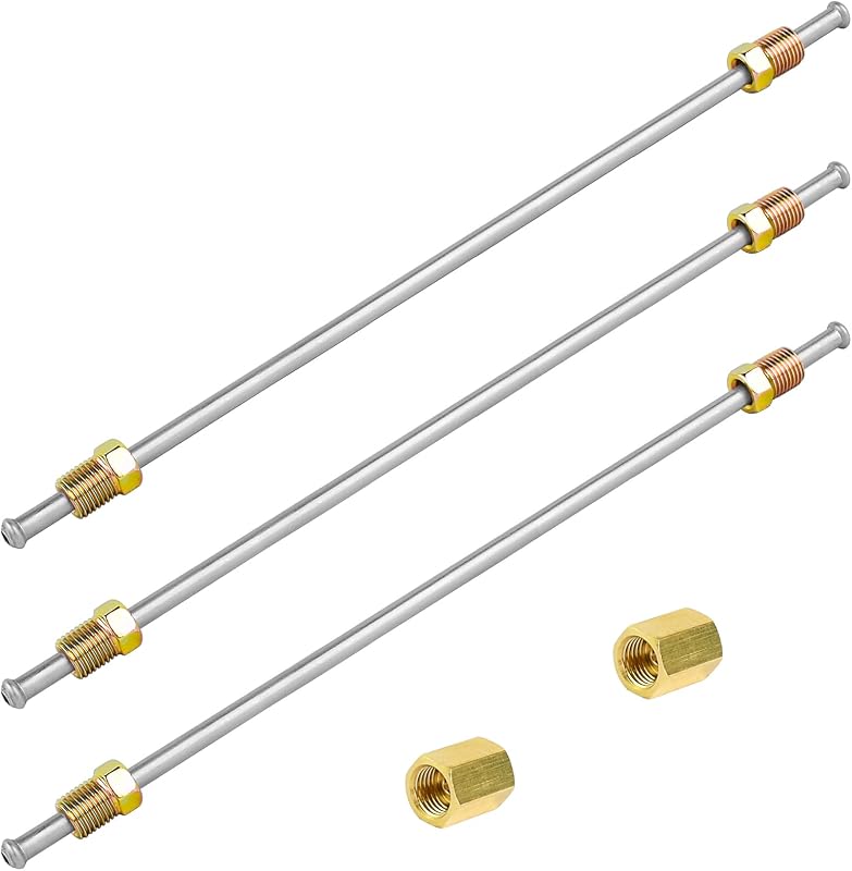 Kit de tubos de freio flexíveis MuHize em aço inoxidável 3/16" com conexões pré-flangeadas – 3 unidades