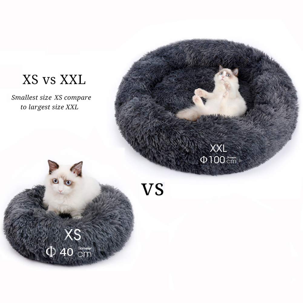 WSGJHB Flauschiges Donut Hundebett – Rundes Plüschbett Für Katzen & Kleine Hunde