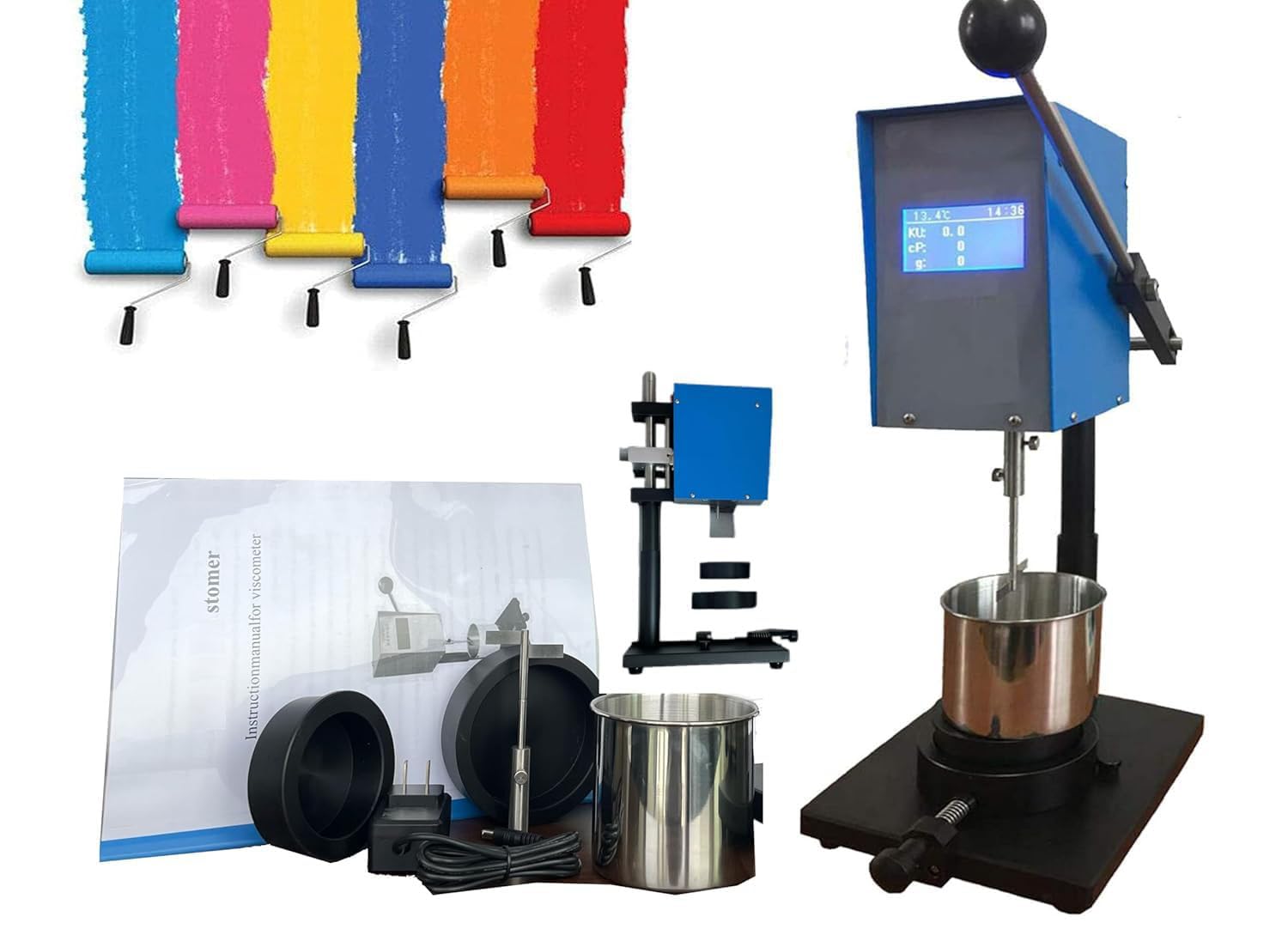 Stormer Viscosity Meter Stormer Viscometer Rotary Stormer Viscosimeter with Range 40.2~141.0KU 27cP-5250cP 32~1099g ASTM D562 Standards RS232 Interface Accuracy 1.50%