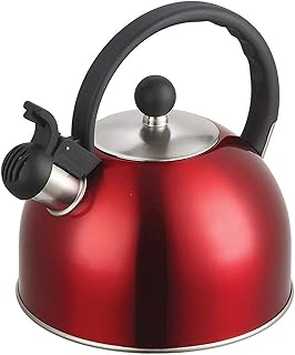 DFL 2 Liter Stainless Steel Whistling Tea Kettle - Modern Stainless Steel Whistling Tea Pot for Stovetop with Cool Grip Er...