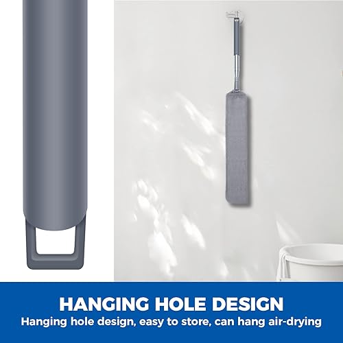Vista 13 de Plumeros de microfibra para limpieza, plumero extensible con poste de extensión de 110 pulgadas y 2 cabezales flexibles reemplazables, suministros