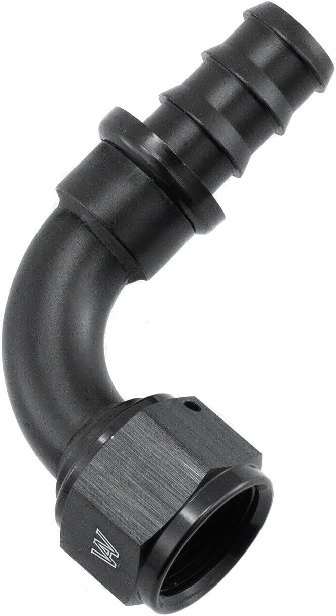12AN 90 Degree Universal Push on Hose End Fitting Push Lock Aluminum Black