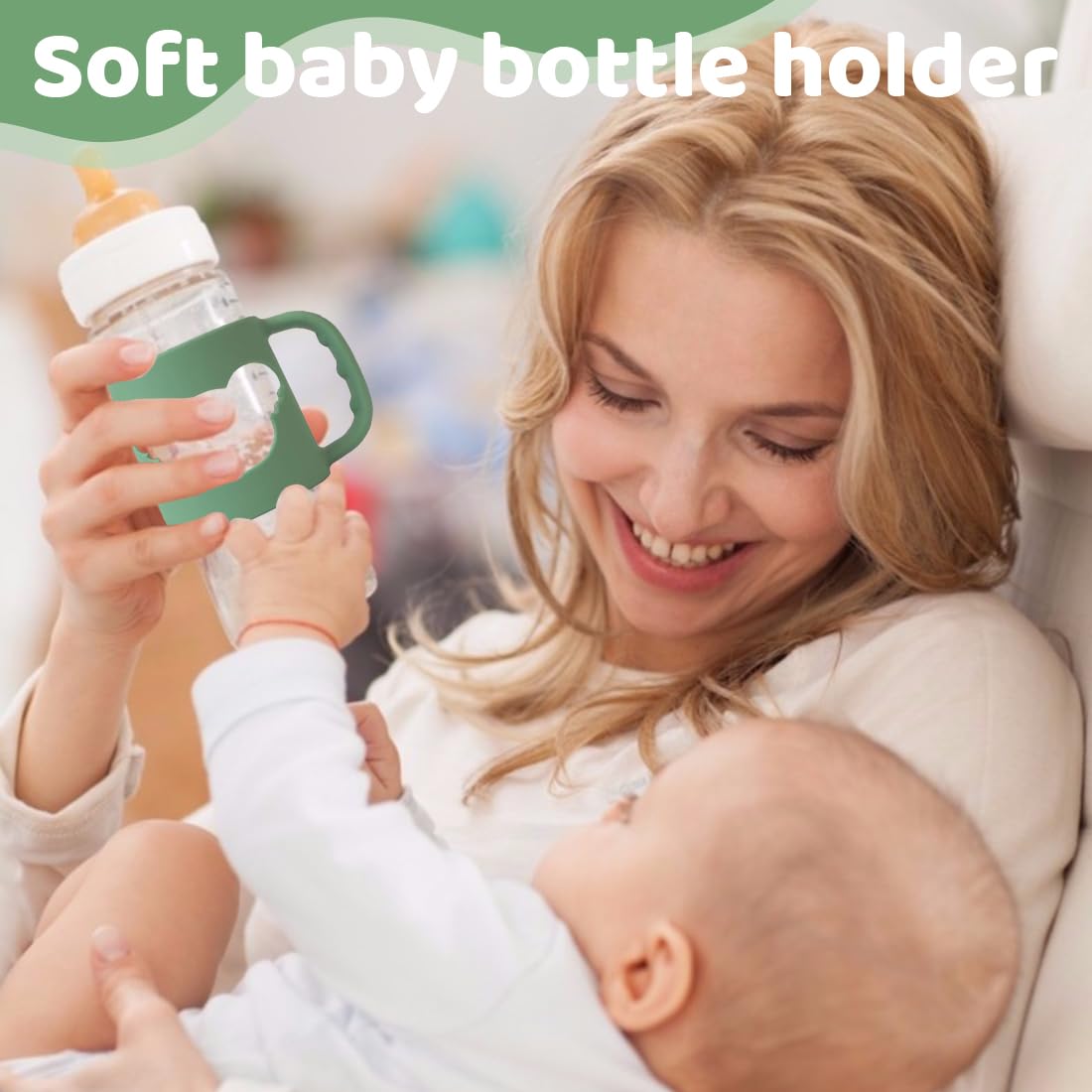 2 Pezzi Manici per Biberon, Maniglia per Bottiglia di Ampio Calibro, Impugnatura per Biberon Silicone, Baby Feeding Portaborraccia, per Biberon con Diametro Esterno Superiore a 5.5cm